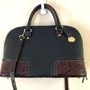 Brahmin Vivian Tuscan Leather Satchel Dome Crossbody HandBag Brown Croc Embossed